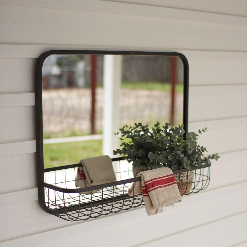 Mirror w/ Basket Shelf