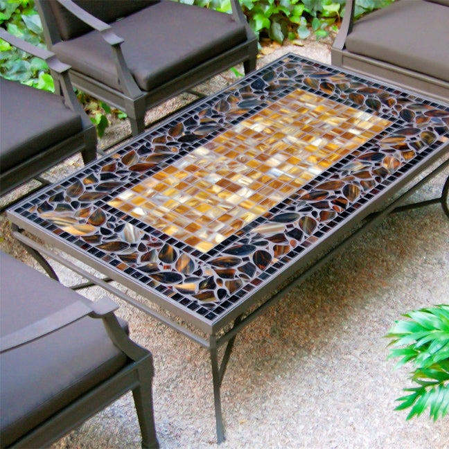 Mosaic Coffee Table - Rectangular-Iron Accents