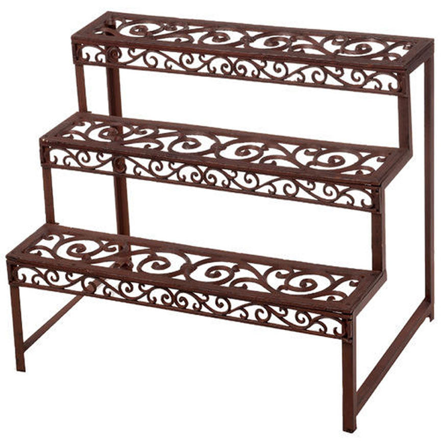 rectangle plant stand indoor Esschert Design USA BPH33 Cast Iron Rectangular Etagere, Antique Brown