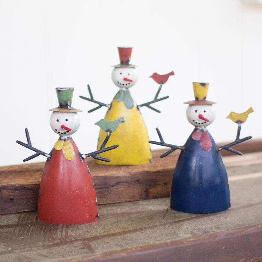 Recycled Metal Snowmen (Set-3)-Discontinued | Iron Accents