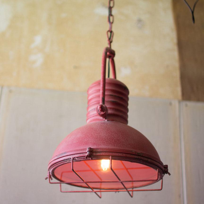 Red Metal Pendant Light-Discontinued | Iron Accents