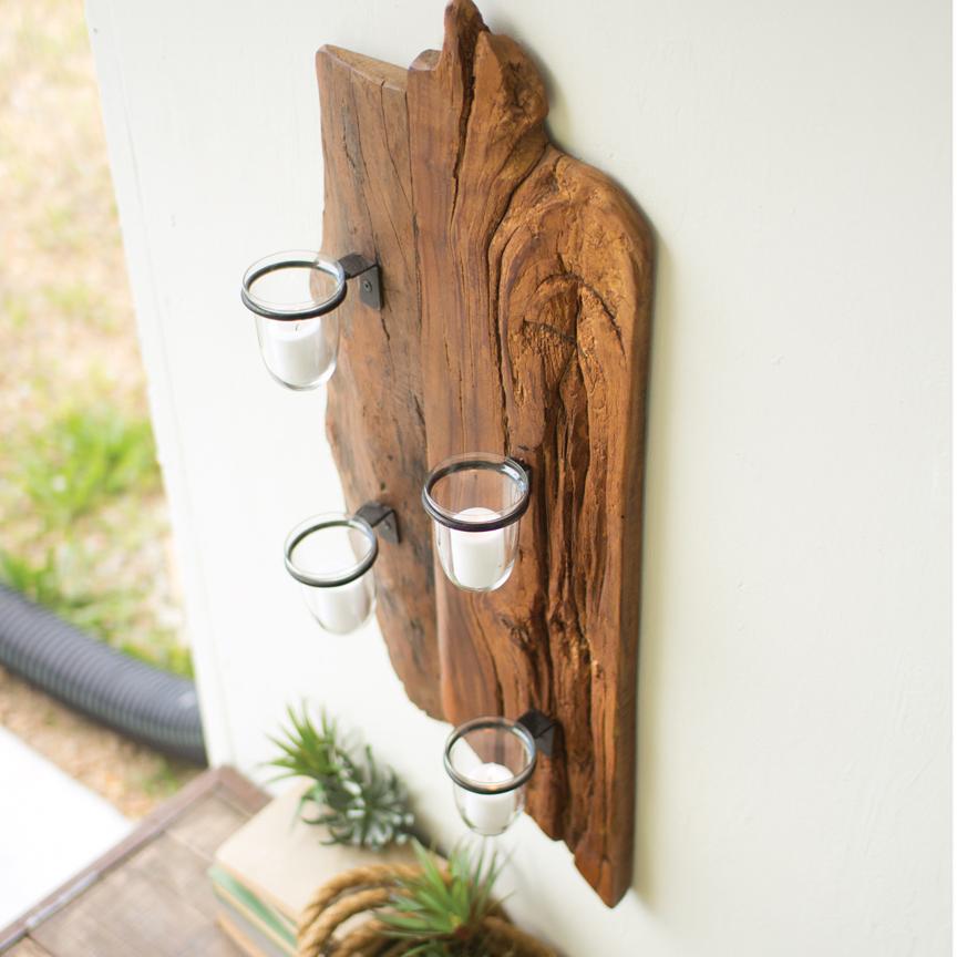 Repurposed Wooden Wall Sconce-Discontinued | Iron Accents