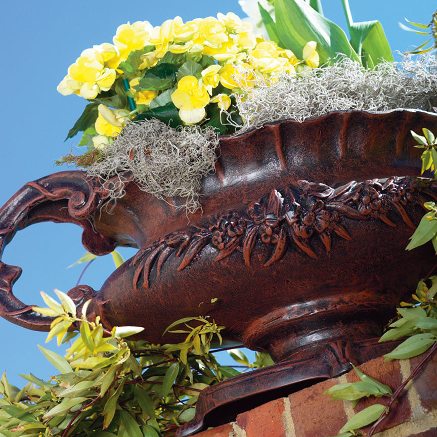 Rose Urn-Iron Accents