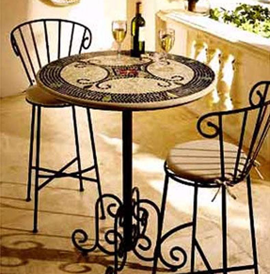 Round Bar Stool (Set-2)-Iron Accents