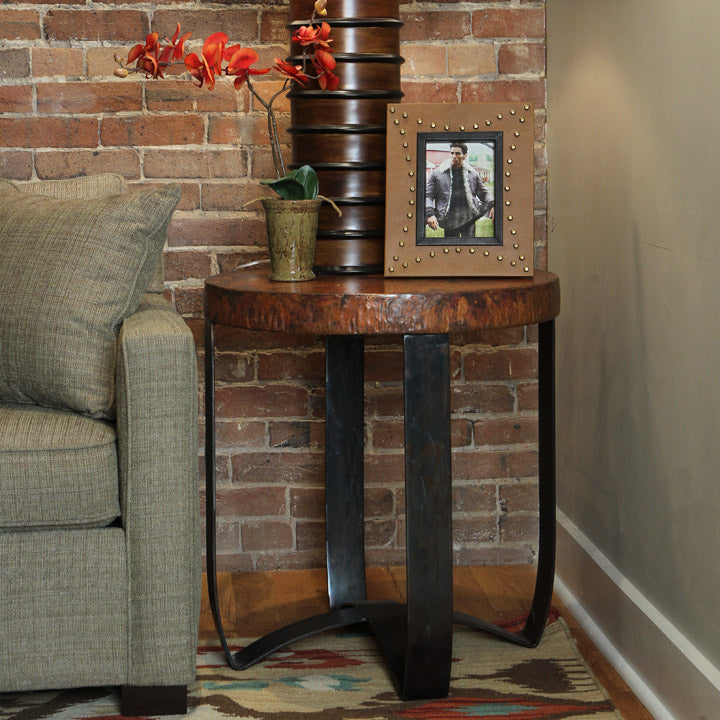 Round Strap End Table or Base for 24" Top-Iron Accents