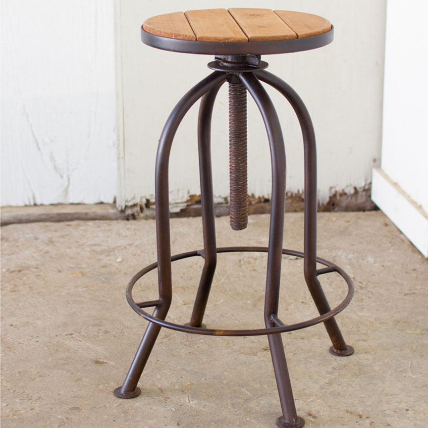 Rustic Adjustable Stool-Discontinued | Iron Accents