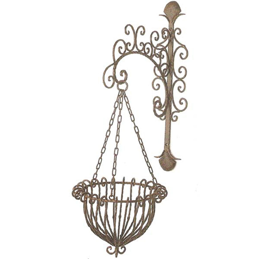 Rustic Brown Hanging Planter-Iron Accents