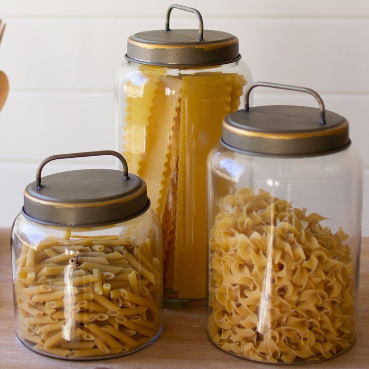 Rustic Glass Canisters (Set-3)-Tableware | Iron Accents