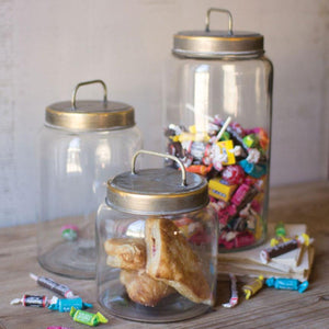 Rustic Glass Canisters (Set-3)-Tableware | Iron Accents