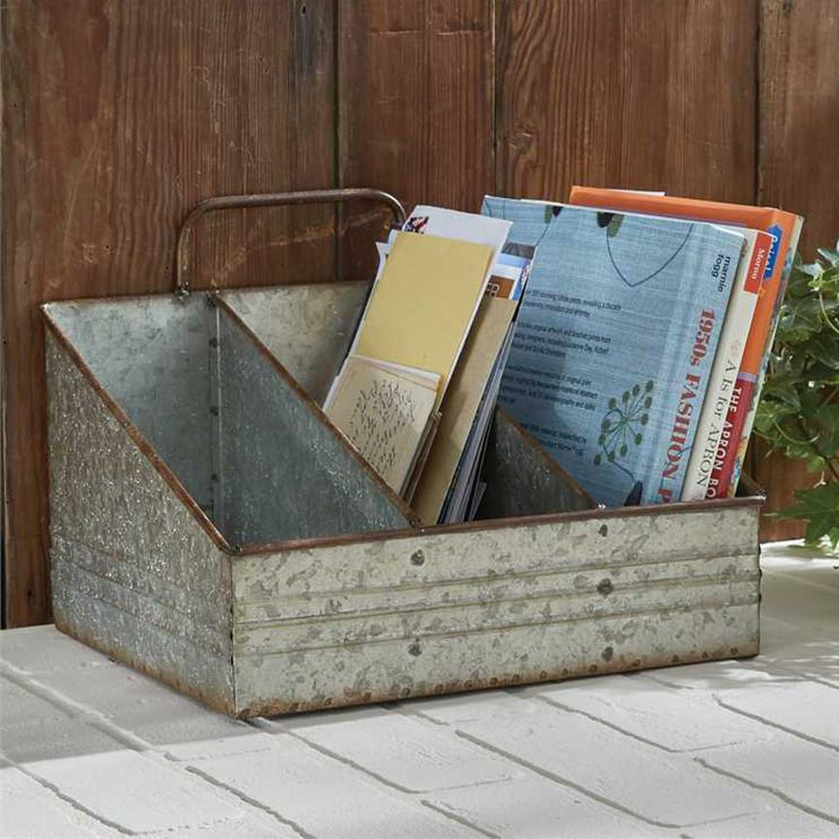 Rustic Organizer Bin - Iron Accents
