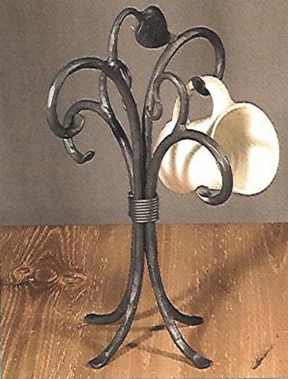 Forged Wrought Iron Mug Rack - Sassafras - Iron Accents