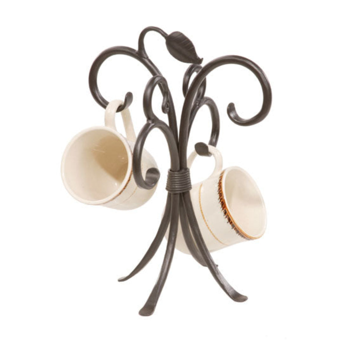 Briarhearth Mug Rack – Hand-Forged Iron Coffee Cup Holder with Leaf ...
