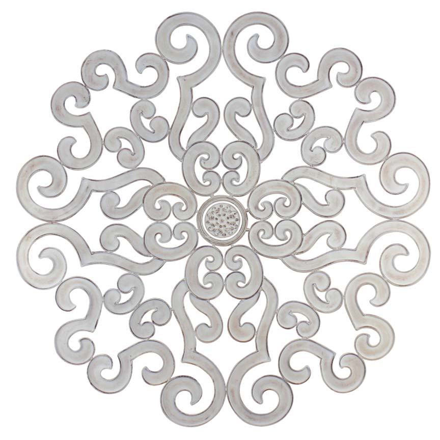 38" Scroll Wall Grill - Ant White-Iron Accents