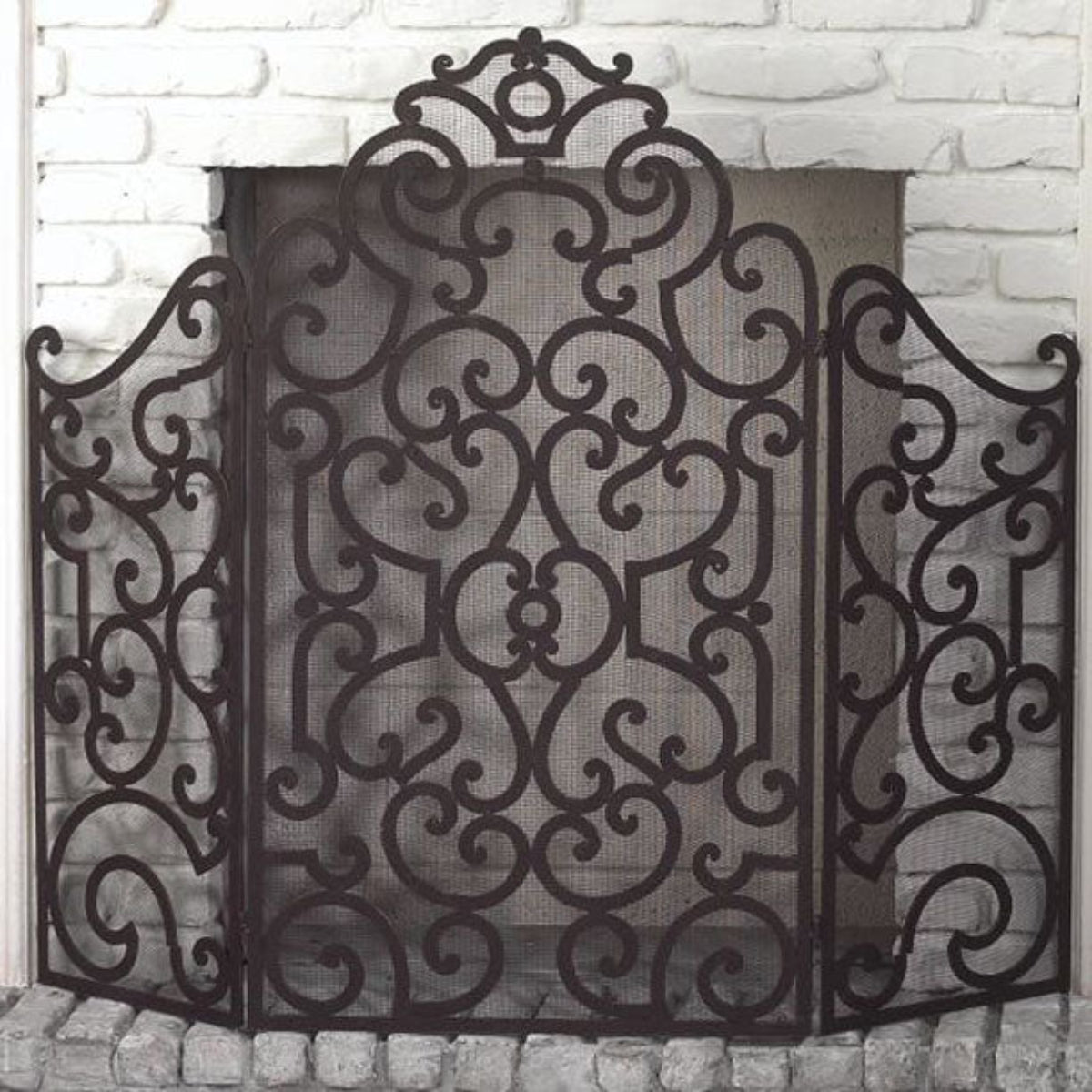 Baroque Crest Scroll Firescreen