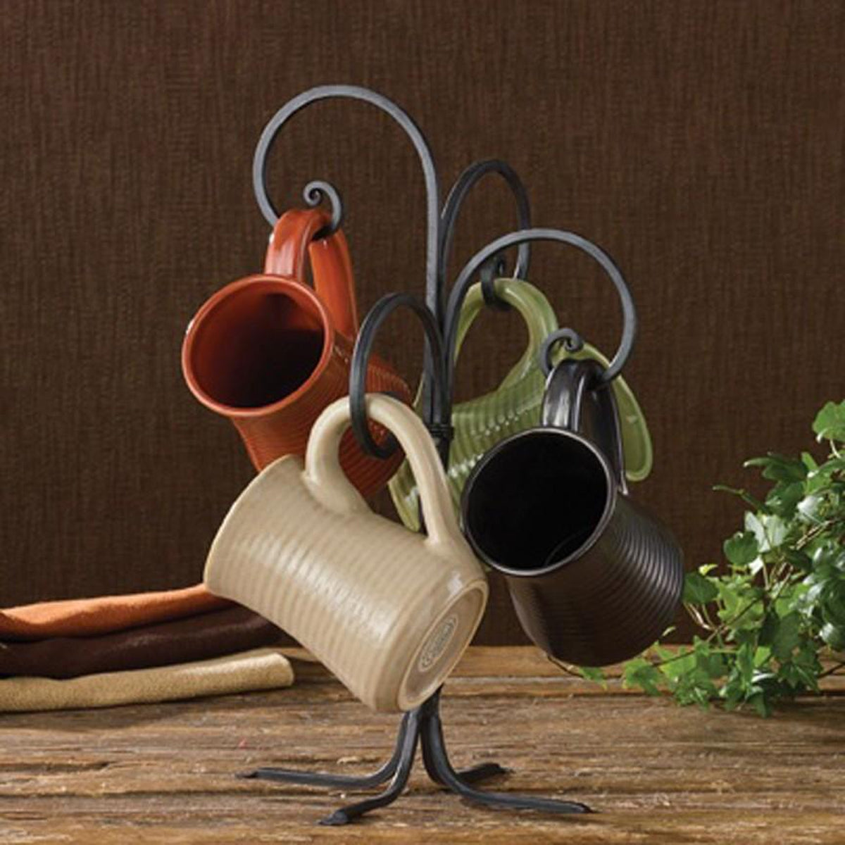 Scroll Mug Rack Iron Accents