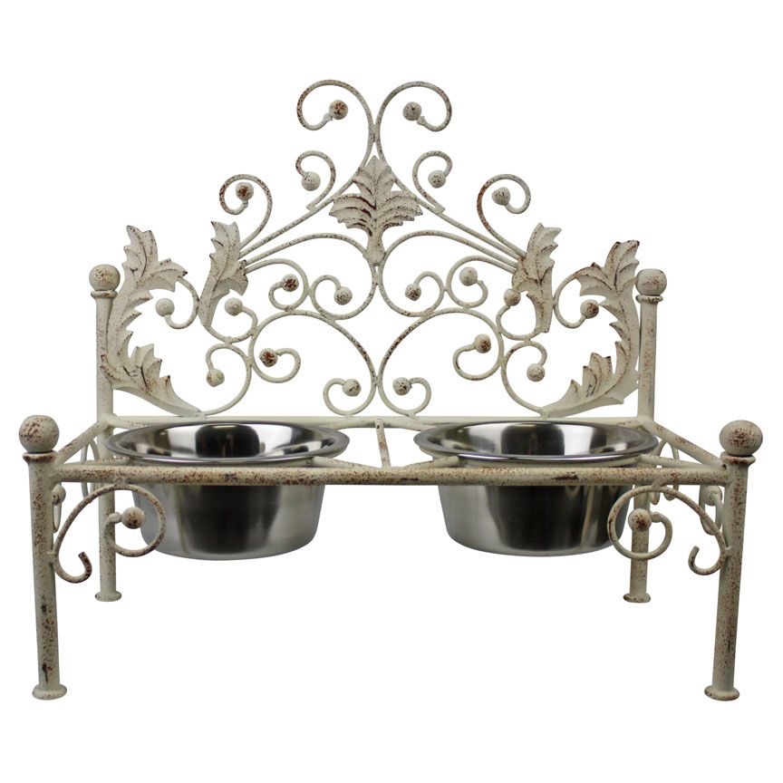 Scroll Pet Feeder - Old World-Iron Accents