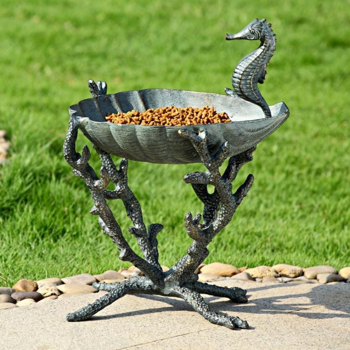 Seahorse Birdbath / Birdfeeder-Garden | Iron Accents
