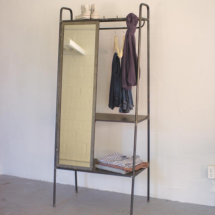 Slanted Metal Storage w/Mirror-Discontinued | Iron Accents