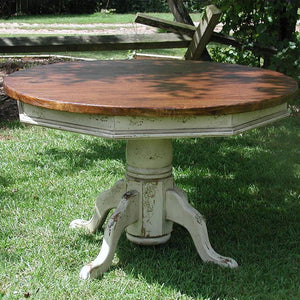 Crab Orchard Custom Pedestal Table-Iron Accents