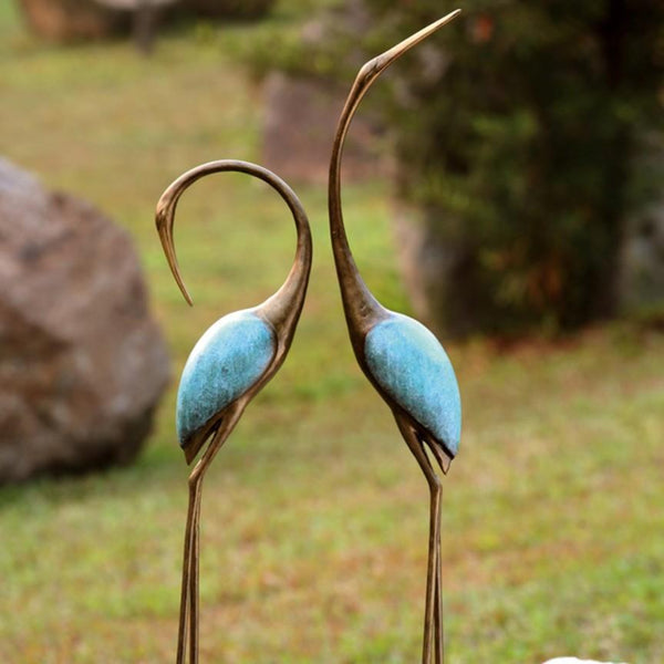 Stylized Crane Garden Statues Iron