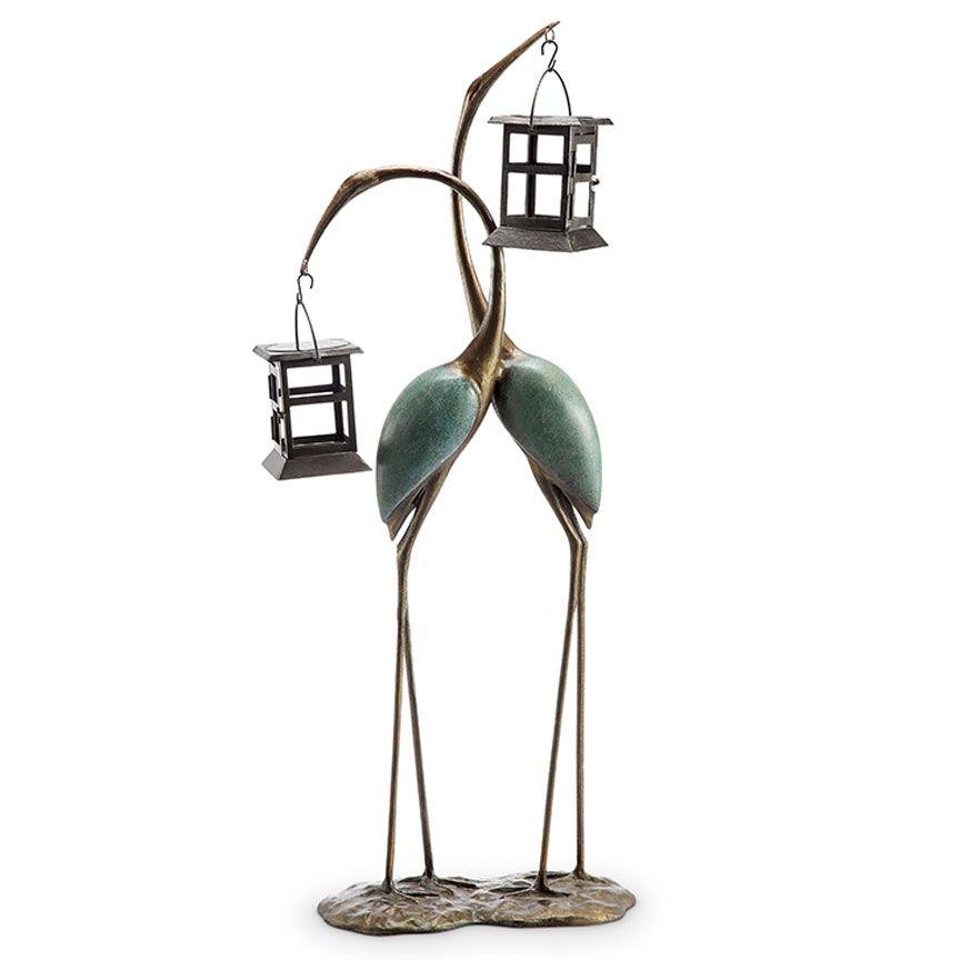 Stylized Crane LED Lanterns-Garden | Iron Accents
