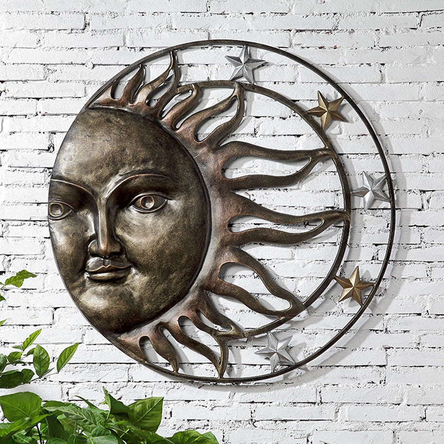 Sun and Stars Wall Plaque-Iron Accents