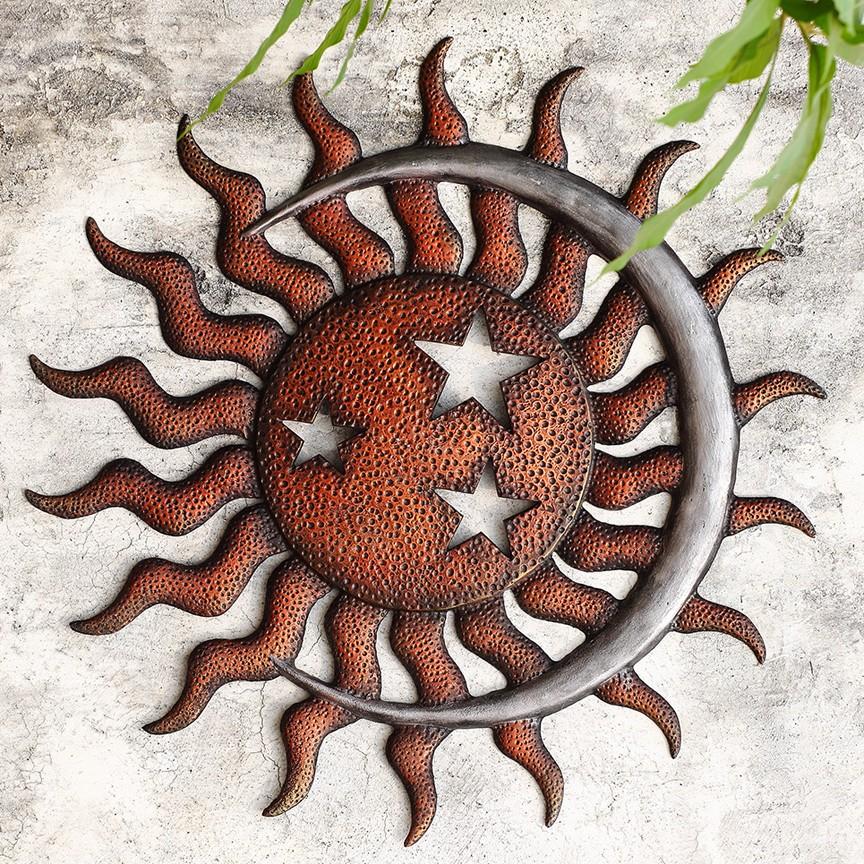 Sun, Moon and Stars Wall Plaque-Wall | Iron Accents