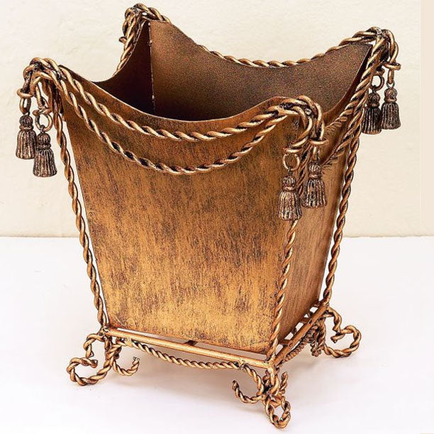 Swag & Tassel Waste Basket-Iron Accents