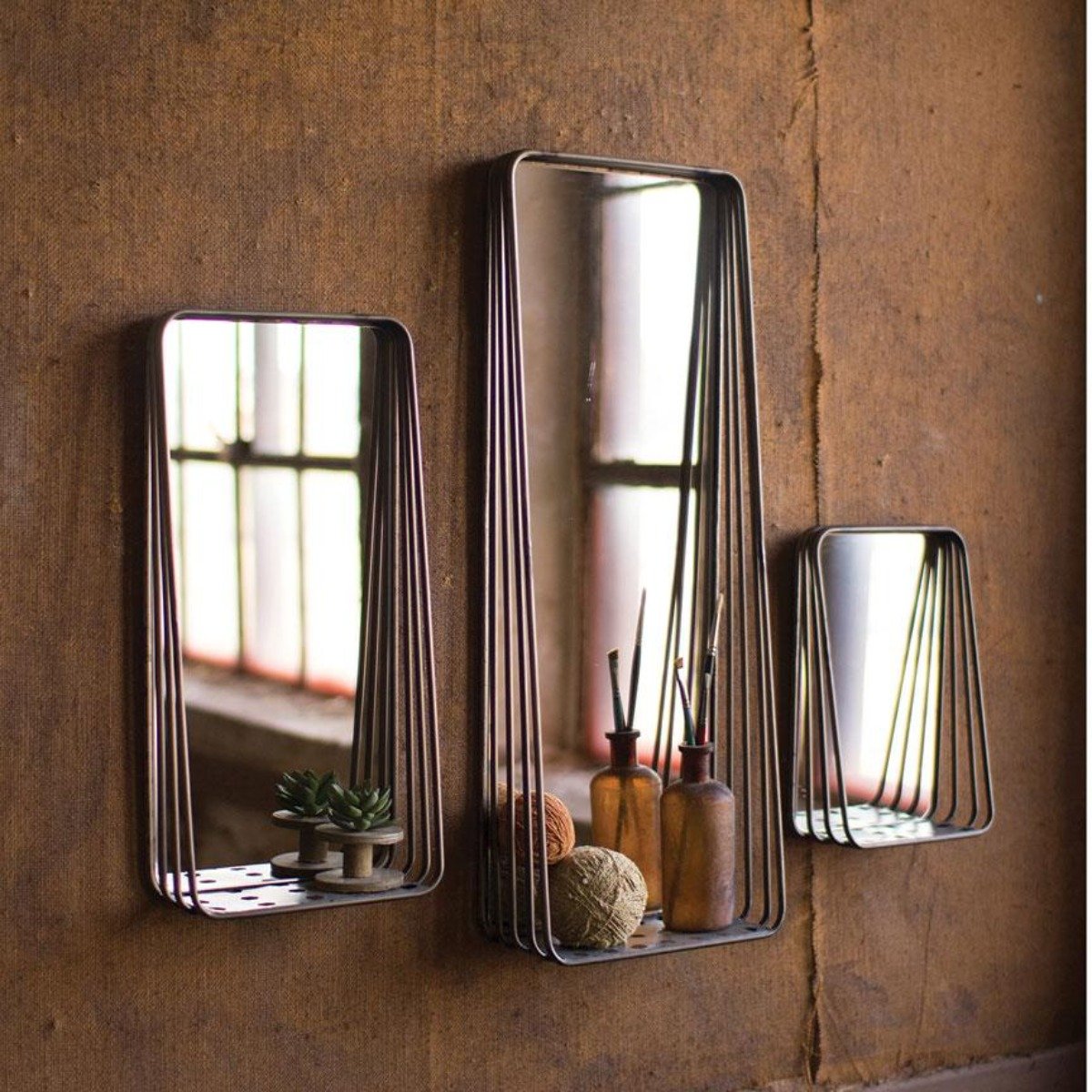 Tall Mirrors Shelves (Set-3)-Wall | Iron Accents