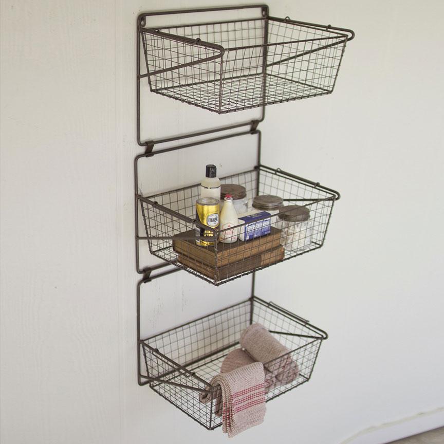 Three Tiered Wall Baskets-Discontinued | Iron Accents