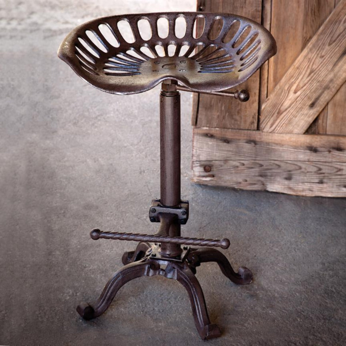 Adjustable Tractor Seat Stool-Iron Accents