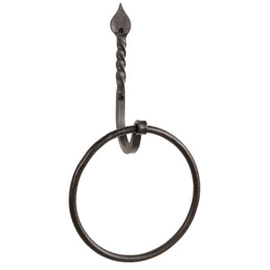 Forged Wrought Iron Towel Ring - Tulip Twist - Iron Accents