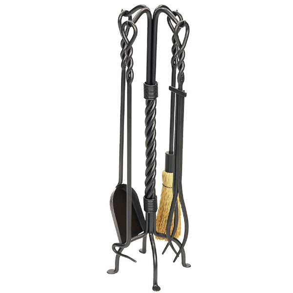 Twisted Rope Fireplace Tool Set Iron Accents