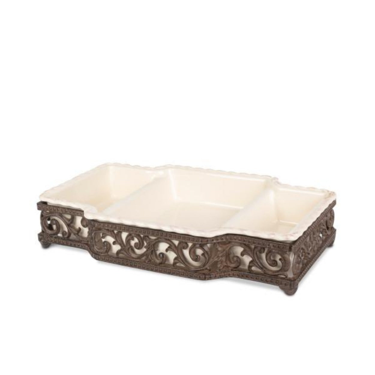 Decorative divided serving tray for appetizers