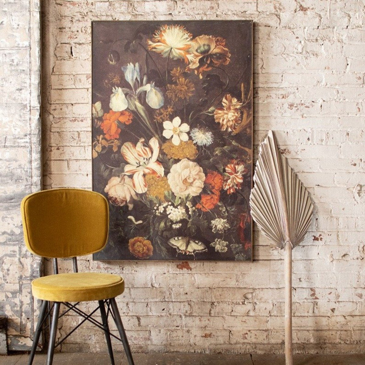Vintage Rose Floral Print-Wall | Iron Accents