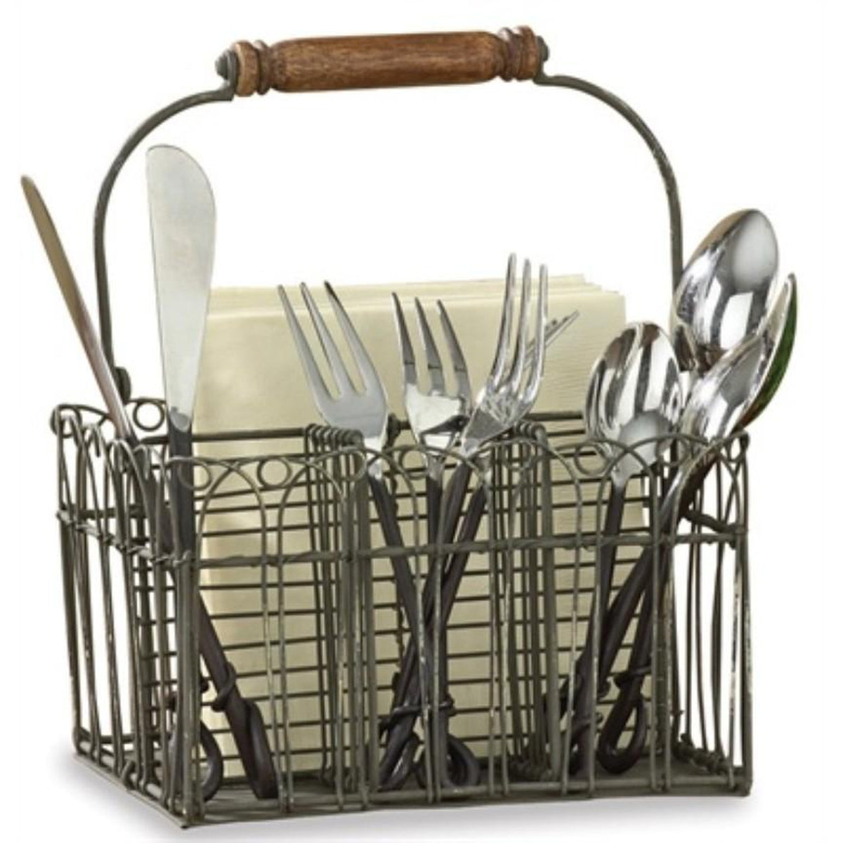 Vintage Flatware Napkin Caddy-Iron Accents