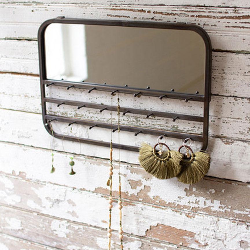 Wall Mirror w/ Jewelry Hooks-Discontinued | Iron Accents