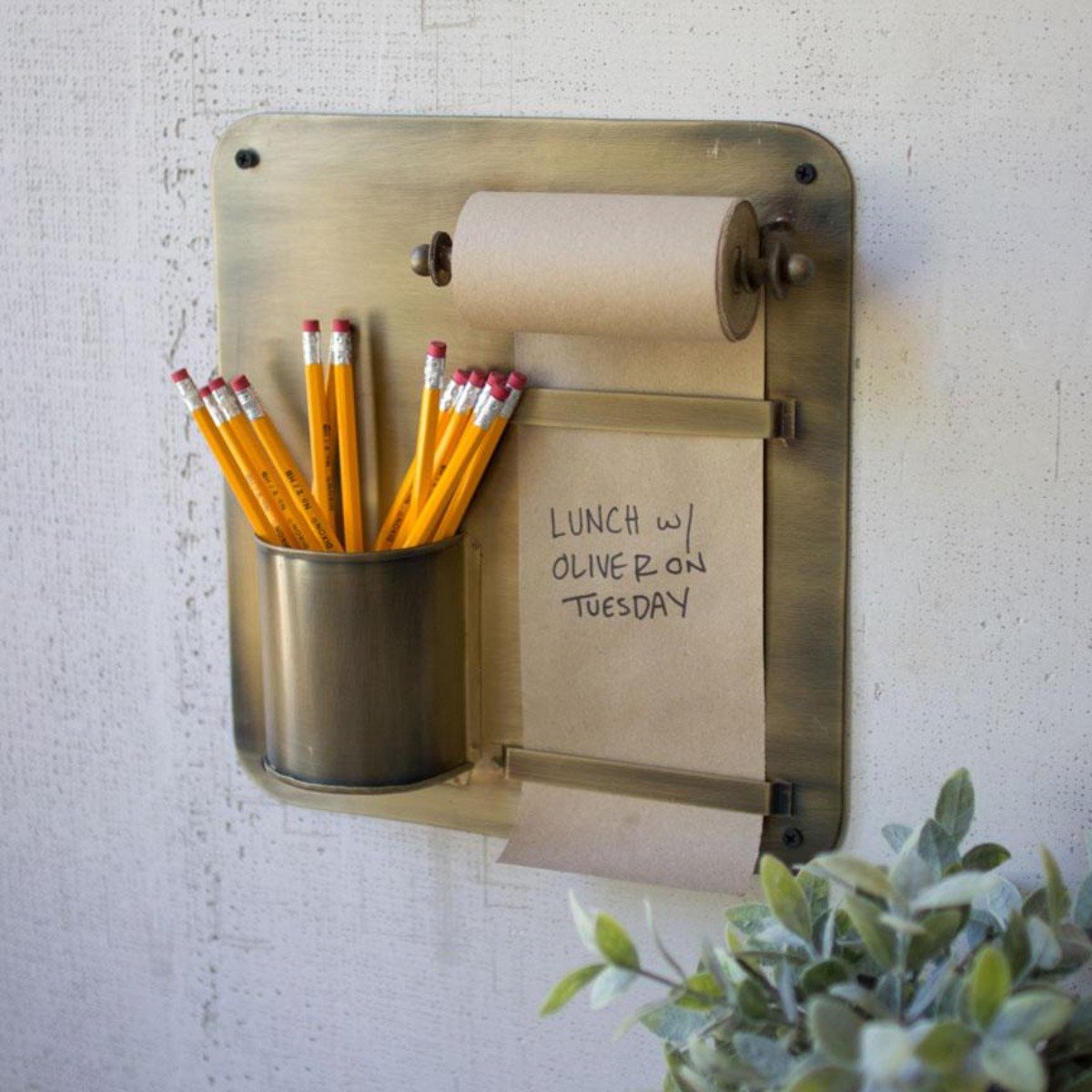 Wall Note Keeper w/ Pencil Holder-Decor | Iron Accents