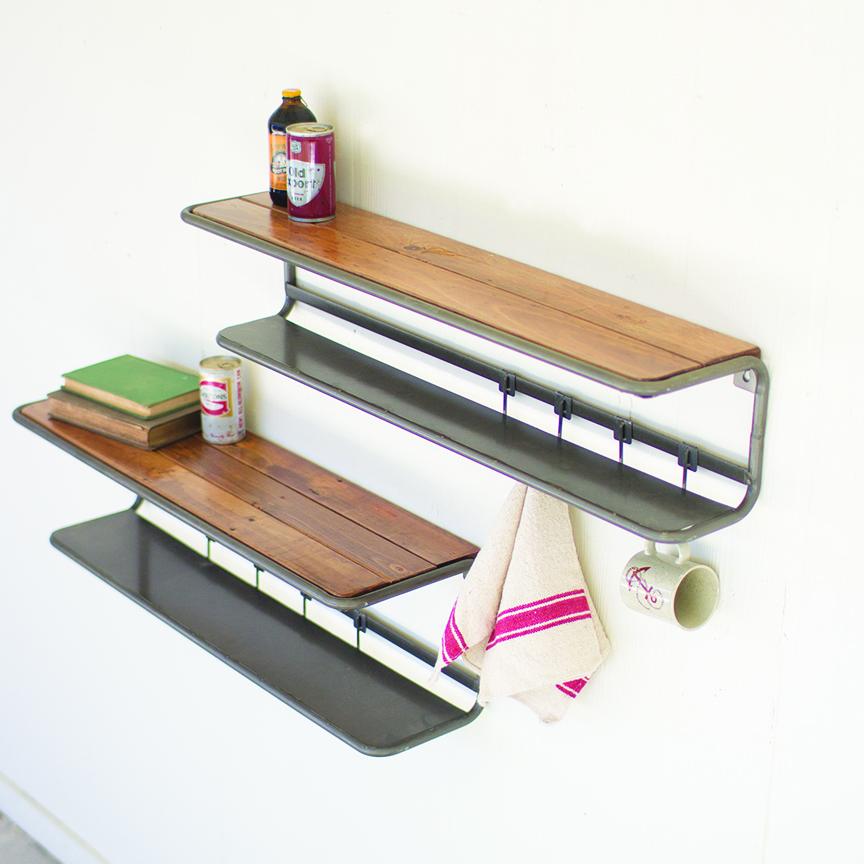 Wall Shelf Coat Hooks (Set-2)-Discontinued | Iron Accents