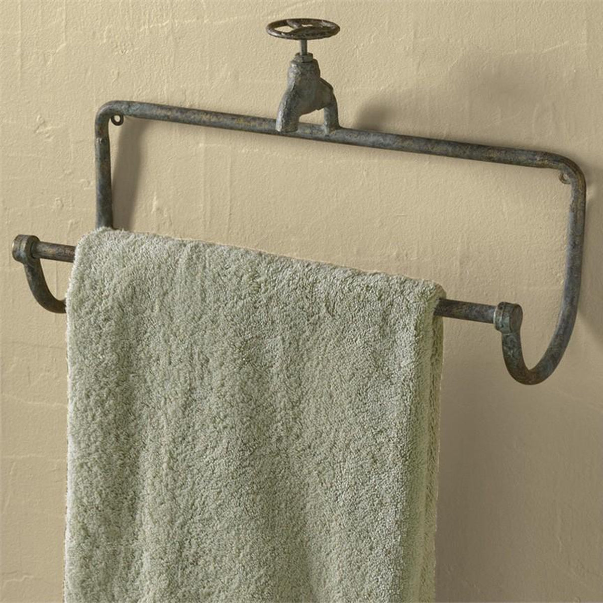 Water Faucet Towel Bar-Iron Accents