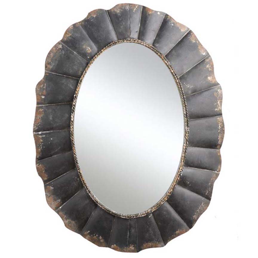 Weathered Metal Framed Mirror-Iron Accents