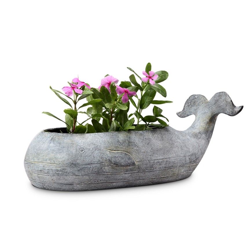 Whale Planter-Iron Accents