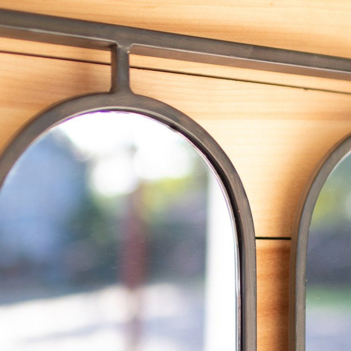 Window Framed Oval Mirrors-Wall | Iron Accents