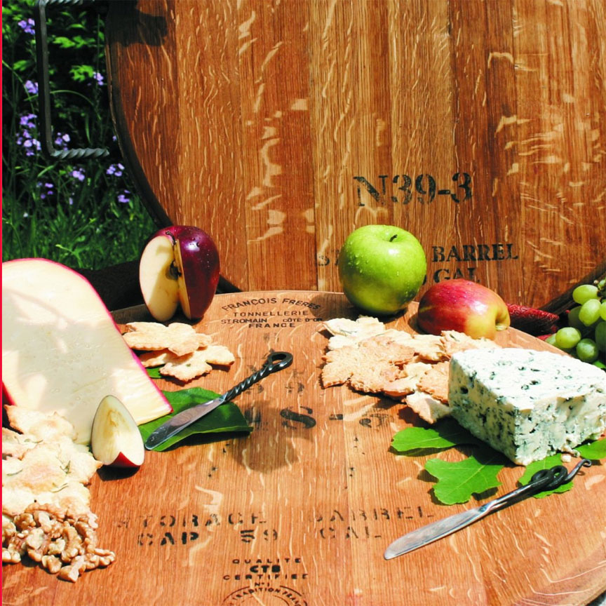 Wine Cask Lazy Susan-Iron Accents