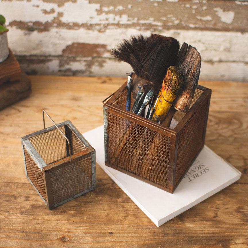 Wire Desk Baskets (Set-2)-Discontinued | Iron Accents