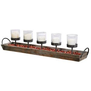 Wood and Metal Votive Holder-Iron AccentsRustic Charm Candlelight Display