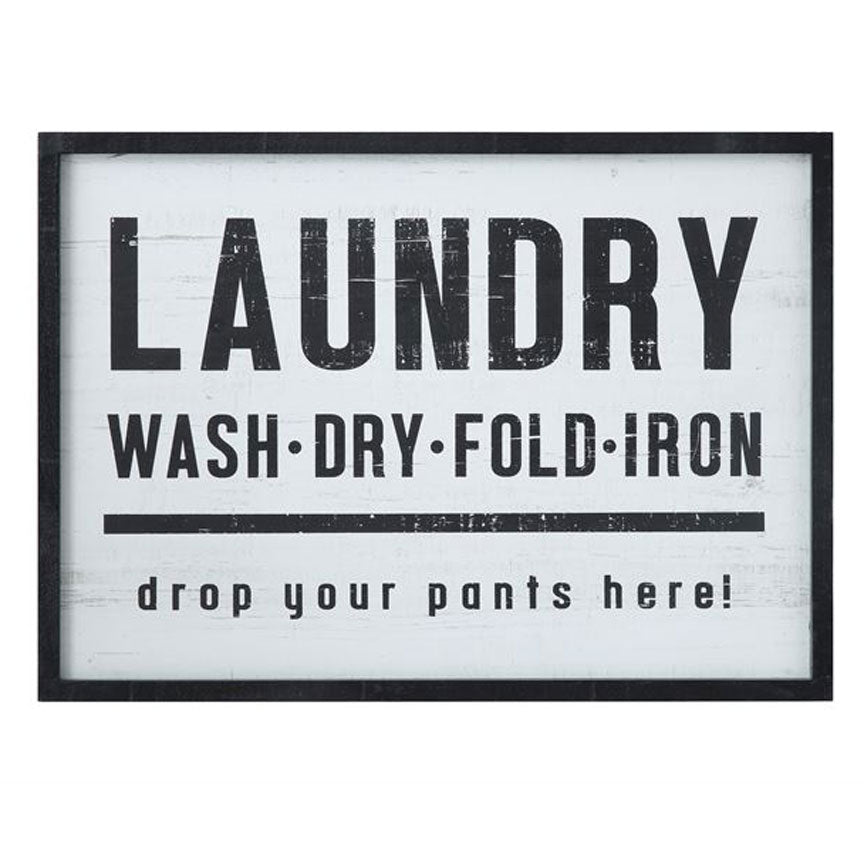 Wood Framed Laundry Wall Decor-Iron Accents
