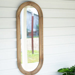 Wood Framed Oval Mirror-Wall | Iron Accents