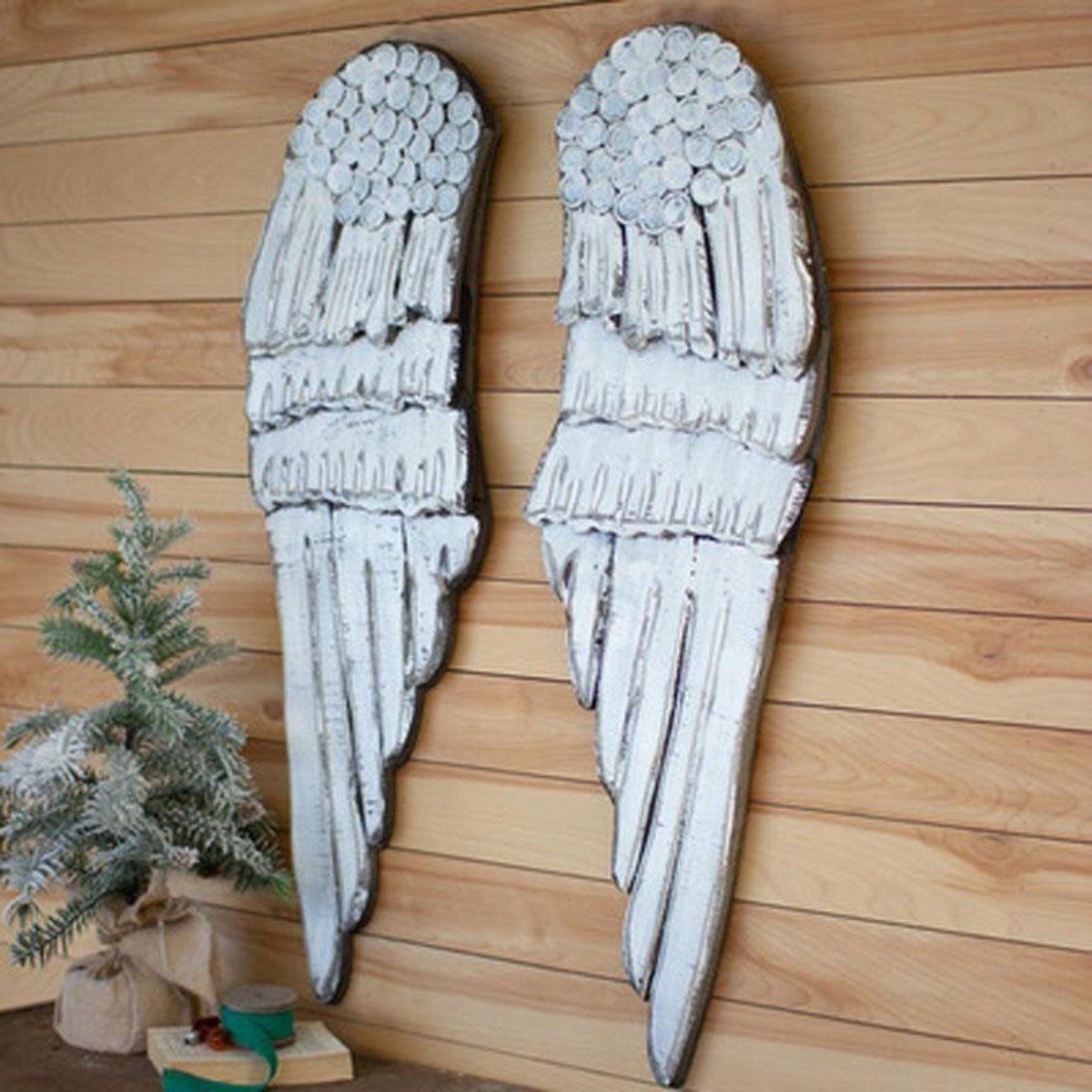 Wooden Angel Wings (Set-2)-Wall | Iron Accents