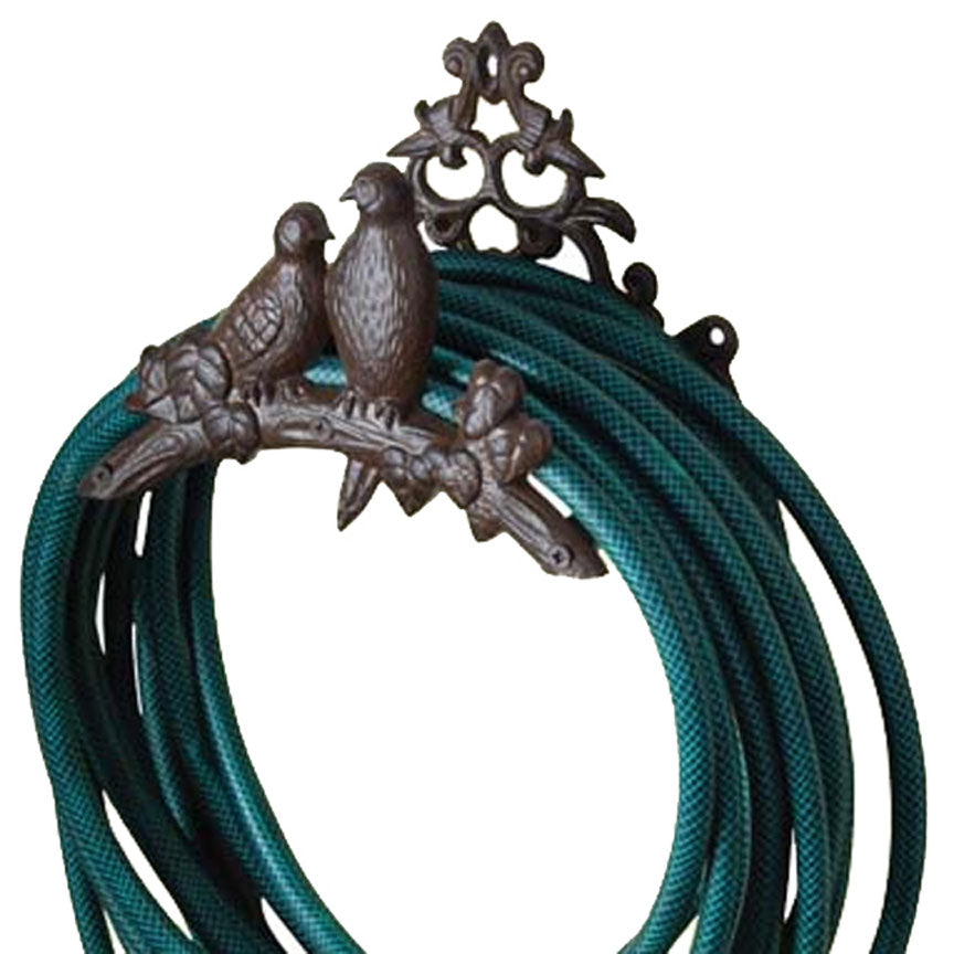Wrought Iron Bird Hose Holder-Iron Accents